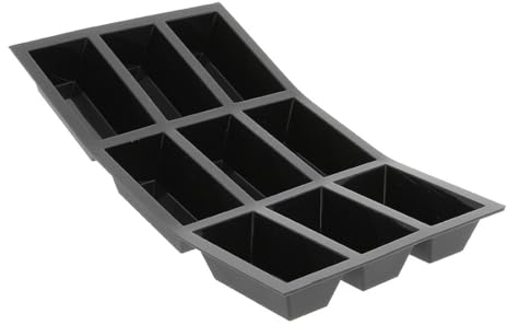 De Buyer, MOLDE SILICONA MOUL FLEX-17,5X30 CM-9 CAKE MOLDES-8X3X3CM-NEGRO-Placa negra-1976.01