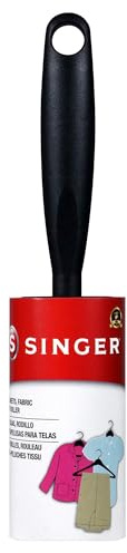 SINGER Fabric Lint Roller, 65 Sticky Sheets for Removing Pet Hair and Dust from Clothing, Carpet, and Furniture