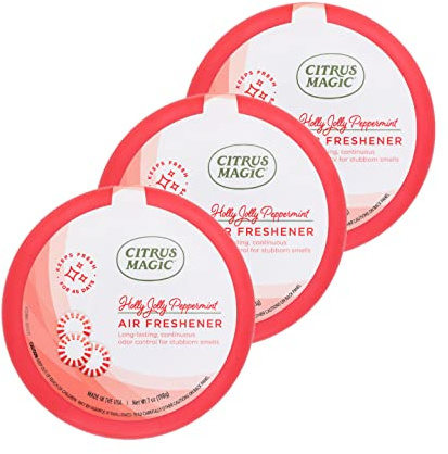 Citrus Magic Holiday Odor Absorbing Solid Air Freshener, Holly Jolly Peppermint, 7-Ounce, Pack of 3