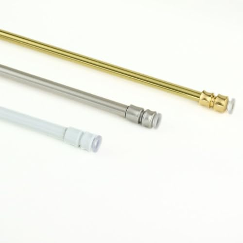 TENDAGGIMANIA Tringle Rideau Extensible Sans Percage En Aluminium - Couleur Or Brillant- Longueur De 40 À 50 Cm - Épaisseur 8 Mm - Barre Rideau Sans Perçage Vitrage a Pression (2 Pieces)