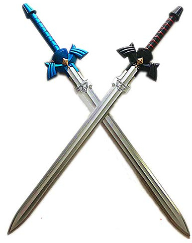 damdos Halloween Prop PU Foam Cosplay Weapons for Sky Sword Kiritio Kirigaioya Shield Link Breath of The Wild Bow Arrow Crossbow Birthday Gifts (Black+Blue=2pcs)