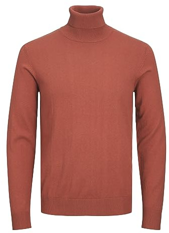 S JJEEMIL Knit Roll Noos - Jersey de Punto para Hombre, diseño de piña, Talla XL, Cinnabar., XL