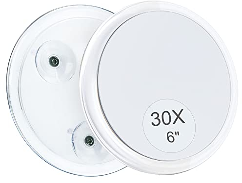 MIYADIVA 30X Magnifying Mirror with Suction Cup for Easy Mounting, Travel Mirror for Makeup, Eyebrows & Shower - 6 Inch