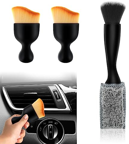 cobee 3 Stück Auto Innenraum Außendetail Staubbürste, Auto Innenreinigung weiche Bürste Doppelkopfbürste für die Autoreinigung Auto Detaillierungsbürste Auto Innenreinigungswerkzeug