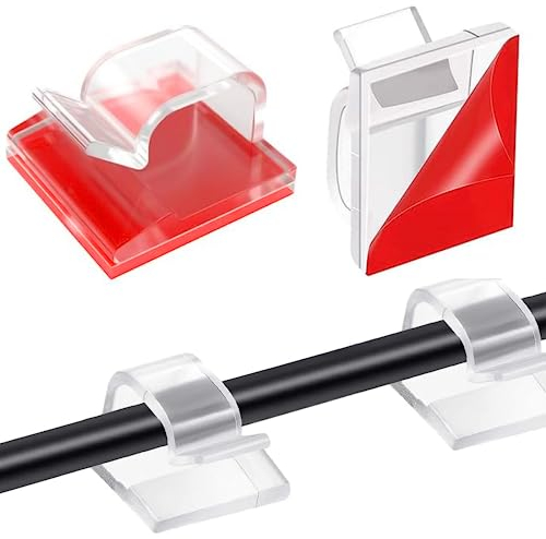 100 Stück Kabelhalter selbstklebend,Mini Outdoor Kabelclips mit, Hochviskose Kabelklemmen, Selbstklebende Kabelführungsclips für Kabelmanagement Kabelführungen (transparent)
