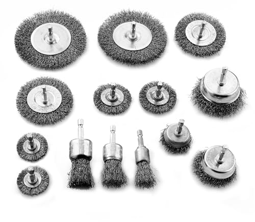 14 Piezas Cepillo de Alambre para Taladro ,6mm Cepillos de Alambre Taladro, Durable y resistente a la corrosión,Cepillo de metal para Pulir, Lijar, Eliminar óxido