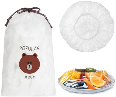 AMFUN 100 Pièces Film Alimentaire Reutilisable, Sac de Conservation Alimentaire, Sacs de Conservation Frais Avec Élastiqués, pour Conservation Fruits et Légumes