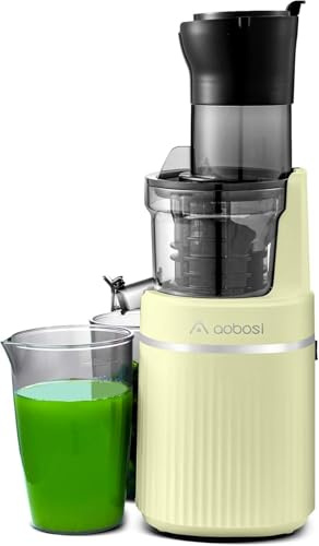 Aobosi spremiagrumi con funzione inversa, spremiagrumi elettrico con apertura di 80 mm, spremiagrumi per frutta e verdura, 2000 W, motore silenzioso, senza BPA, giallo