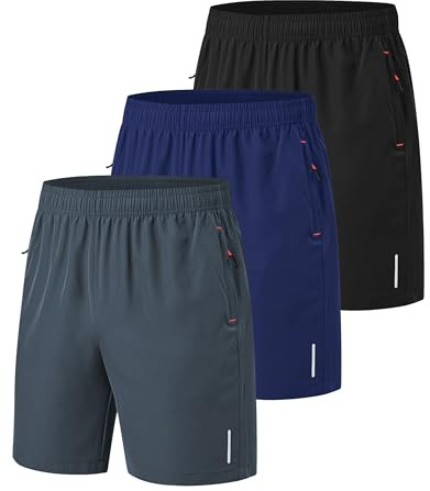 Zoofly Sporthose Herren Kurze Hosen Trainingsshorts Turnhose Jogginghose Fitness Shorts Mann Kurze Hose Männer Laufhose Tennishose Schwarz Schnell Trocknend Atmungsaktive-Schwarz/Grau/Navy-L