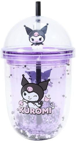 Blue Sky Studios Tazza da tè Kuromi, bottiglia Kawaii con cannuccia, prodotto carino e regalo