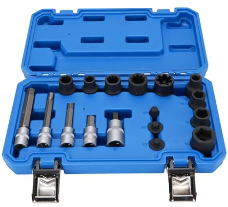 Chiciris 17 PCS Bromsok Socket Set 11.5 20 22mm H7 H8 H9 Cr Mo Steel Portable Brake Caliper Removal Tool Kit