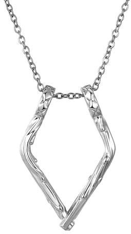 Flongo Collier Porte Bague Femme Pendentif Triangle:Collier Porte Bague en Acier Inoxydable Style Simple Bijou d'Anniversaire-Cadeaux de la Saint-Valentin Argent