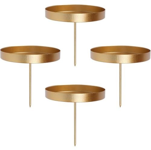 4 Pezzi Portacandele Corona Avvento,8 cm Retrò Candelabri Natalizi,Candelabro Corona Dell'Avvento,Supporto Piatto per Candele,per Corona dell'Avvento, Natale, Piatto Candela con Spina