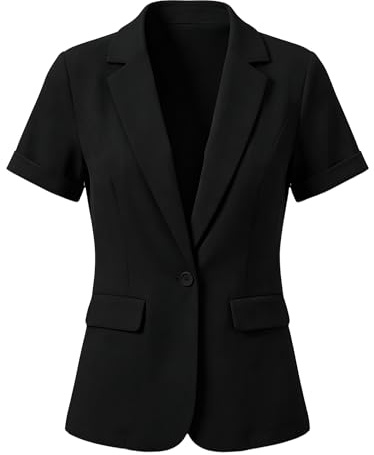 Blazer Manches Courtes Femme avec 1 Bouton | Veste de Costume de Bureau