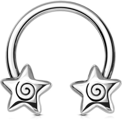 OUFER 16G Stella Daith Piercing Acciaio Chirurgico 316L, Orecchino Daith, 8 mm Anello Septum, Gioielli Gotici per Setto Nasale in Argento, Piercing per Trago, Helix, Rook da Donna