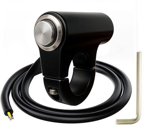 Gebildet Momentané Bleu LED 12-24V/5A Moto VTT 7/8pouce 22mm Interrupteur à Bouton-Poussoir du Guidon IP67 Étanche Phare Danger Frein Brouillard Interrupteurs Marche/ARRÊT