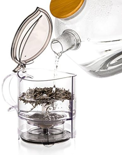 FUBESK Para máquina de té de hojas, infusor de plástico duradero con colador de malla fina para té de hojas sueltas y café, 15 x 10 x 10 cm, para blanco o negro