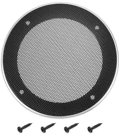 QUARKZMAN 4 högtalargaller, metallgaller omslag för subwoofer, nätskydd med silver ABS plastram för bil ljudtillbehör med 4 skruvar, svart