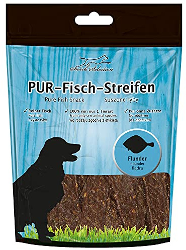 Schecker PUR Kaustreifen Flunder 100 g Hundesnack 100% Gluten- und getreidefrei ideal für empfindliche Hunde(-rassen) und Allergiker