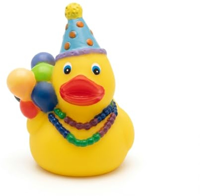 DUCKY CITY 3 Birthday Party Rubber Duck [Sealed Hole, Floats Upright] - Baby Safe Bathtub Bathing Toy