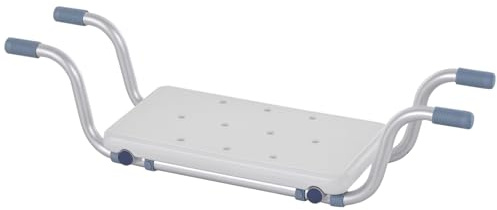 HOMCOM Sedile per Vasca in Lega di Alluminio e Plastica, Sgabello per Vasca da Bagno Larghezza Regolabile 73-83cm, Max. Carico 150kg