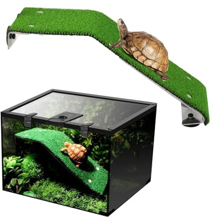 Sköldpadda Plattform Sköldpadda Ramp Stege Med Sugkoppar Akvarium Vatten Verklighet Grön Torv Vila Terrass Klättra Vila Brygga För Reptil Groda Pir