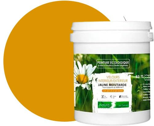 BOX DECO COULEURS Vernice naturale ecologica per interni esterni, effetto velluto Natura - 1L, giallo senape