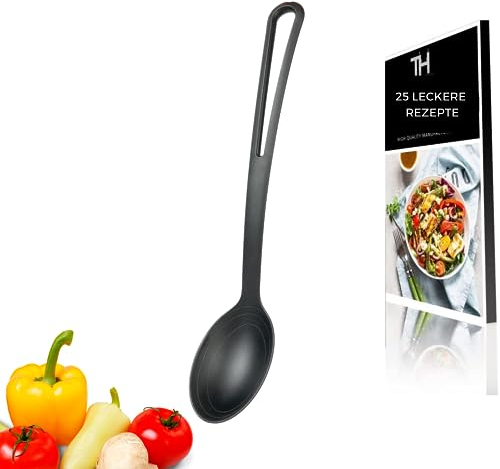 Thiru Premium Gemüselöffel - ultra hitzebeständig - Verfärbungsresistent & schonend für die Pfanne - inkl. E-Book mit 25 Rezepten - Spülmaschinengeeignet - Qualität Made in Germany