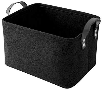 GUOZI Storage Basket, Collapsible Rectangular Felt Storage Bins with Handles, Large Laundry Basket Storage Solution for Office Nursery Wardrobe Bookshelf Bedroom Keepsake Toys