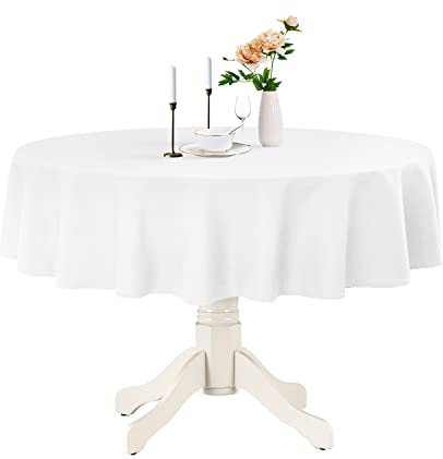 Romanstile Round Table Cloth White 200 cm,water resistant Stain Resistant Washable Tablecloths Table Cover for Christmas Kitchen Dining table Party Wedding Garden and Outdoor New Year,78 inch