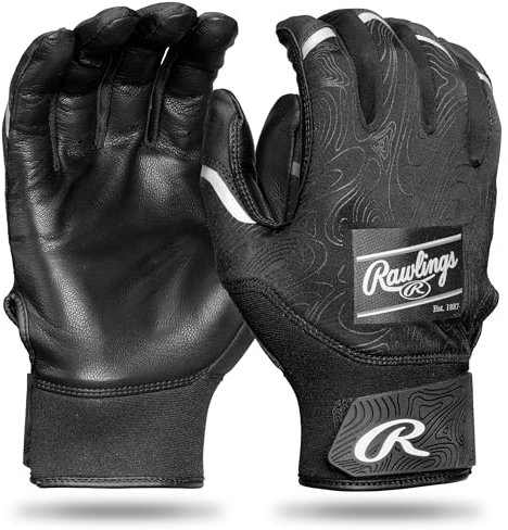 Rawlings Baseball-Schlaghandschuhe für Jugendliche, Schwarz/Schwarz, Größe M
