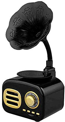 JFNHUTL Mini gramófono clásico Retro Vintage con Forma de fonógrafo, Sistema de Sonido estéreo con Altavoces, Caja de música, Entrada Auxiliar con Bluetooth y Unidad Flash USB co
