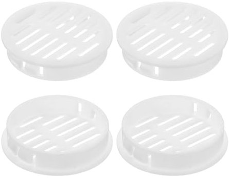 QUARKZMAN 4Pcs Grille de Ventilation Ronde en Plastique, Diamètre Encastrement 50mm Hauteur 11.5mm Grille d'aération, Bouches d'aération pour Armoire Plafond Mur Fenêtre Radiateur, Blanc