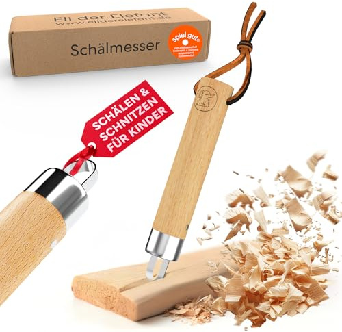 Eli® Schnitzmesser für Kinder mit runder Klinge ab 6 Jahre - hochwertiges Kindermesser Schnitzset - Kinderschnitzmesser - Schnitzwerkzeug - Outdoor Messer für Jungen und Mädchen