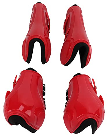 Qukaim Juego de 4 botas de tendón de caballo, suaves, transpirables, antideslizantes, ajustables, con carcasa de poliuretano para caballos, juego de botas de pata de caballo, suministros para caballos