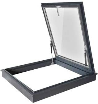House Rooftop Window Hatch Lid with Glass, Basement Ventilation Lighting Window, Outdoor Roof Maintenance Hatch, Sun Room Aluminum Alloy Frame Skylight Cover, Rainproof Attic Exhaust Vent.