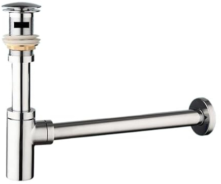 Badrum Sink Flaska Trap Wash Basin Waste Siphon Pipe Drain Kits Drain Fittings för badrum och handfat (Chrome Overflow)