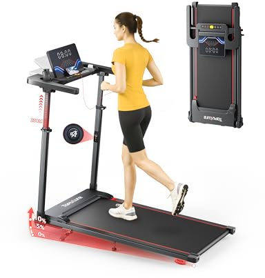 Tapis Roulant Elettrico con Inclinazione, 12km/h Tapis Roulant Pieghevole con Pendenza, Walking Pad, App e Telecomando, Design Salvaspazio per Casa e Ufficio, Nessuna Installazione Richiesta