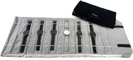 Trousse à bijoux de voyage, Sac de rangement en velours for bijoux et montres, sac rouleau, organisateur voyage for Bracelet, multicolore(Black Grey)