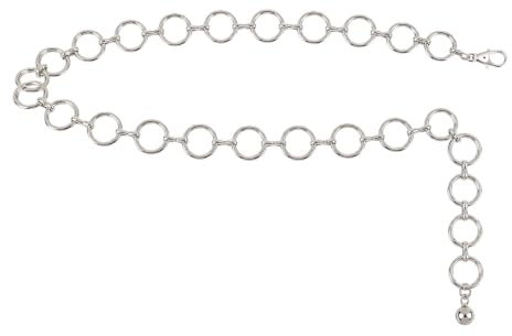 Nexaflow 1 Pièce Ceinture Chaîne Réglable pour Femme Argent, Chaîne de Taille Métal O-Ring pour Robe Jean Jupe, Longueur 110cm