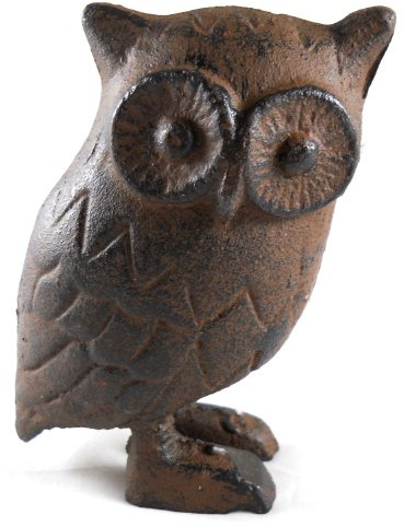 Cast Iron Owl Figurine Statue - Brown 4.5 Tall