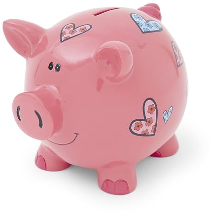 Mousehouse Gifts Große Schweinchen Spardose Piggy Bank Mädchen mit Herzen für Erwachsene oder Kinder