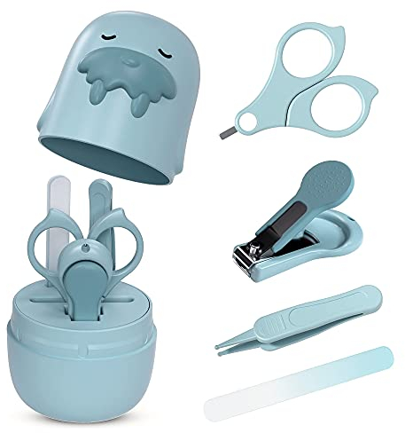Baby-Nagelset, 4-in-1-Baby-Nagelpflege-Set mit niedlichem Etui, Baby-Nagelknipser, Schere, Nagelfeile & Pinzette, Baby-Maniküre-Set und Pediküre-Set für Neugeborene, Säuglinge, Kleinkinder