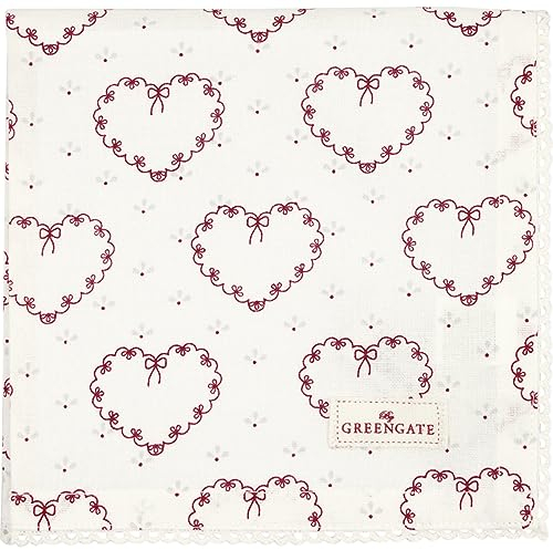 GreenGate Layla Stoffserviette mit Spitze Herz Weiss 40x40cm