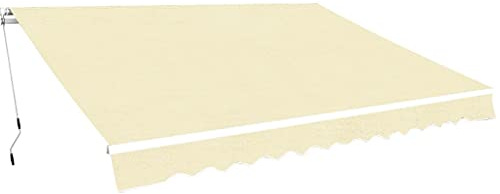 Auvent pour porte d'entrée de balcon, auvent de terrasse, store à bras articulés, 400 cm, blanc crème, convient pour porte, terrasse, balcon