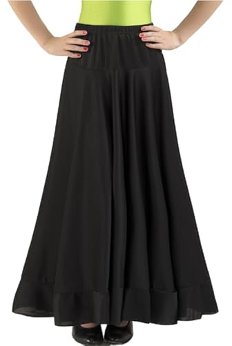 AMARU SANCHESU Falda Flamenca de niña de un Volante para el Baile (FR/ES, Edad, 8 años, Regular, Negro)