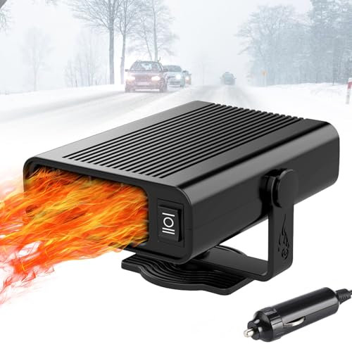 Bilvärmare, 12 V 150 W anti-dimma bärbar bilvärmare, 2-i-1 snabb uppvärmning avfrostning avfrostning, 360° roterbar vindruta avfrostning och avfrostning vindruta bilfläkt värmare plugg i