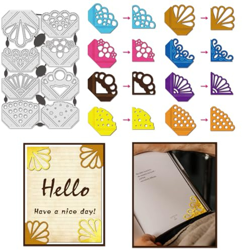 BENECREAT Formsnitt i metall för fotohörn, för korttillverkning, bokhörn, kolstål, stencil, prägling, metallmallar för gör-det-själv-scrapbooking, fotoalbum, dekorativ prägling