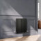 Lynwood Horizontal Radiator Flat Panel Matt Black Single Double Bars Modern Heating Radiator System – Interior Central Heating Kitchen Living Room Bedroom Radiators (600mm x 546mm - Double)