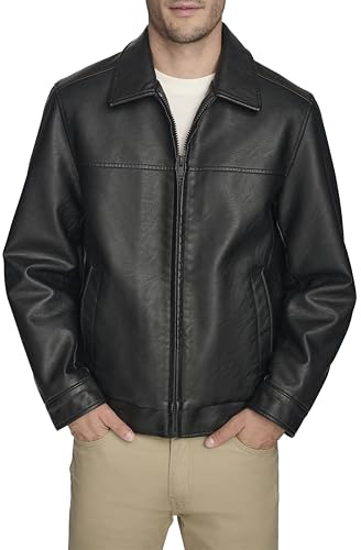 Dockers Men's James Faux Leather Jacket, Black, X-Large